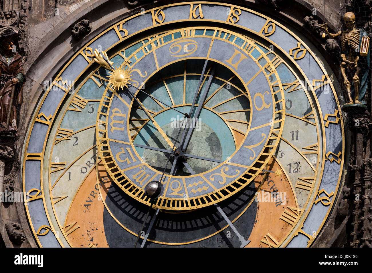 Hôtel de Ville de Prague, l'horloge orloj Prague également ou horloge astronomique de Prague, Pražský orloj, Prague, République Tchèque Banque D'Images