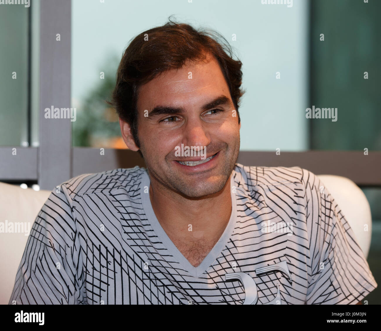 ROGER FEDERER (sui), lors d'une conférence de presse Banque D'Images