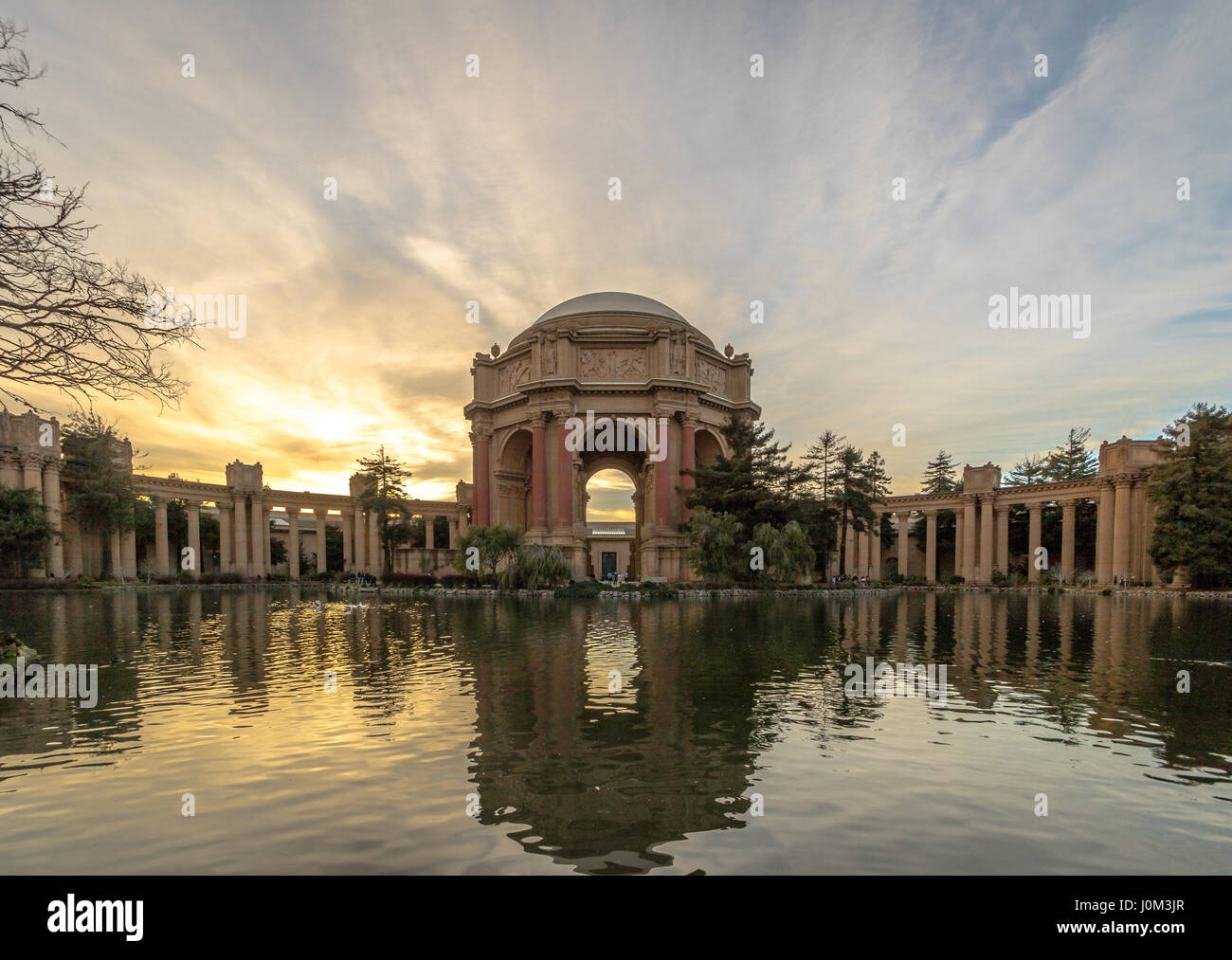 Coucher du soleil au Palais des Beaux-arts - San Francisco, California, USA Banque D'Images