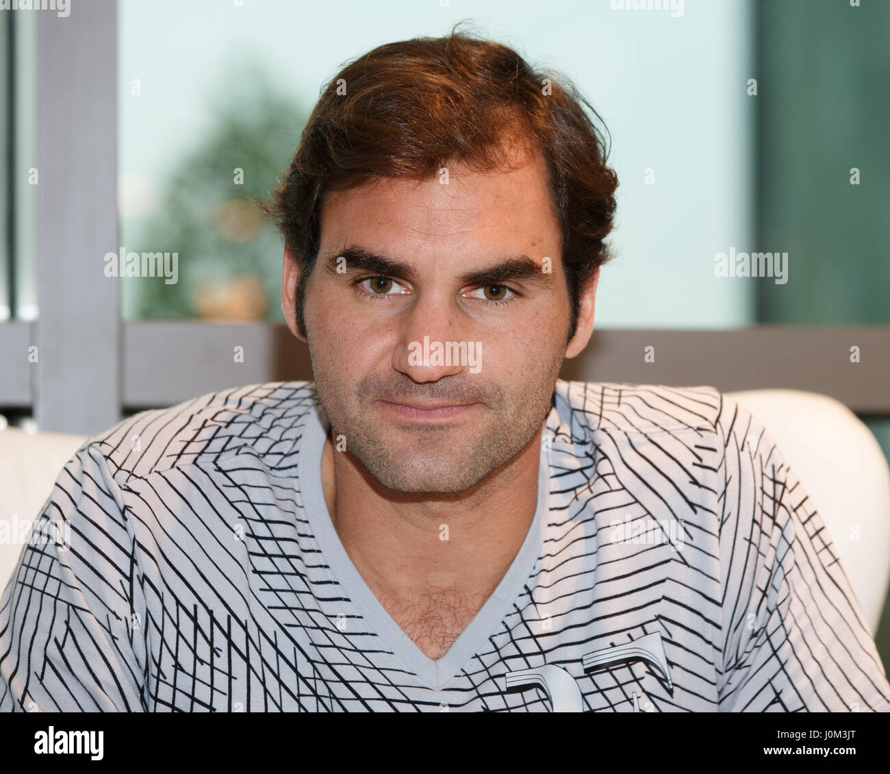 Roger Federer (SUI), conférence de presse Banque D'Images