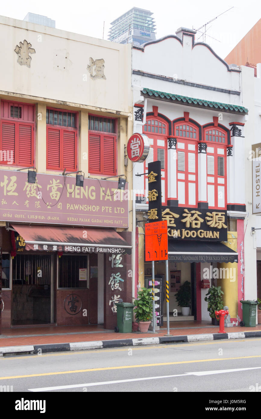 Boutiques de chinois sur North Bridge Road, Chinatown, Singapour Banque D'Images