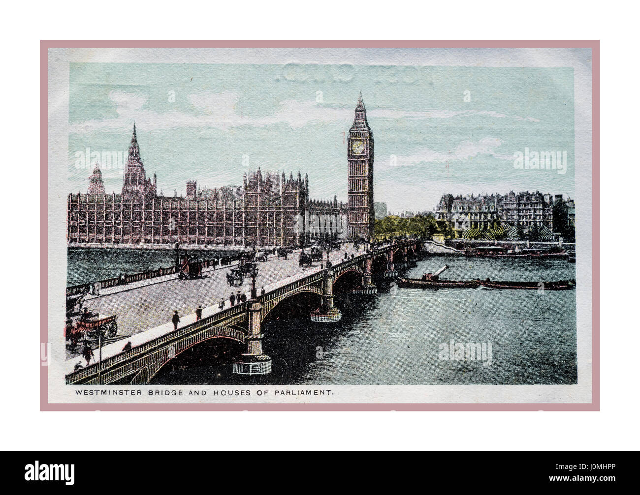 Vintage 1900 Couleur Retro Voyage Carte Postale De Pont De Westminster Et Des Chambres Du Parlement London Uk Photo Stock Alamy