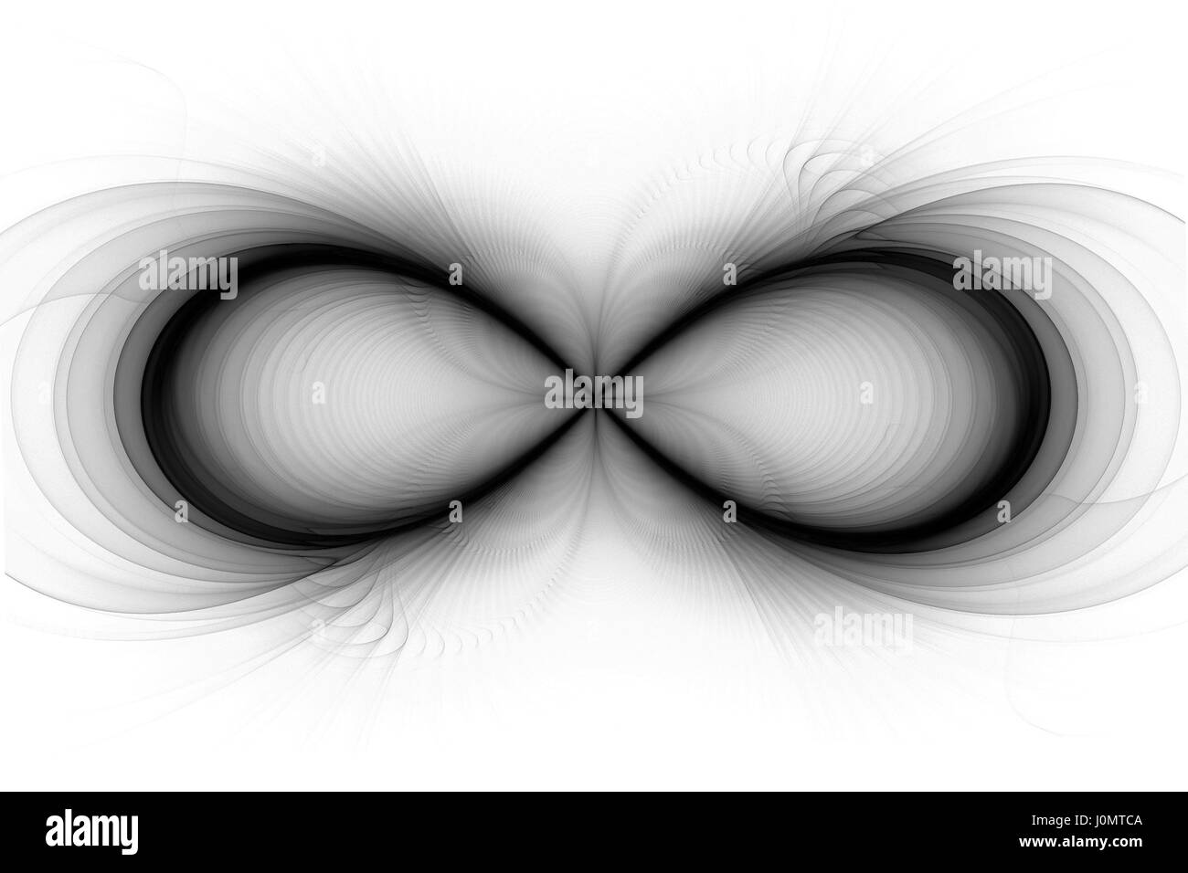 L'intensité de l'infini signer une carte noir et blanc, générée par ordinateur résumé fond, rendu 3D Banque D'Images