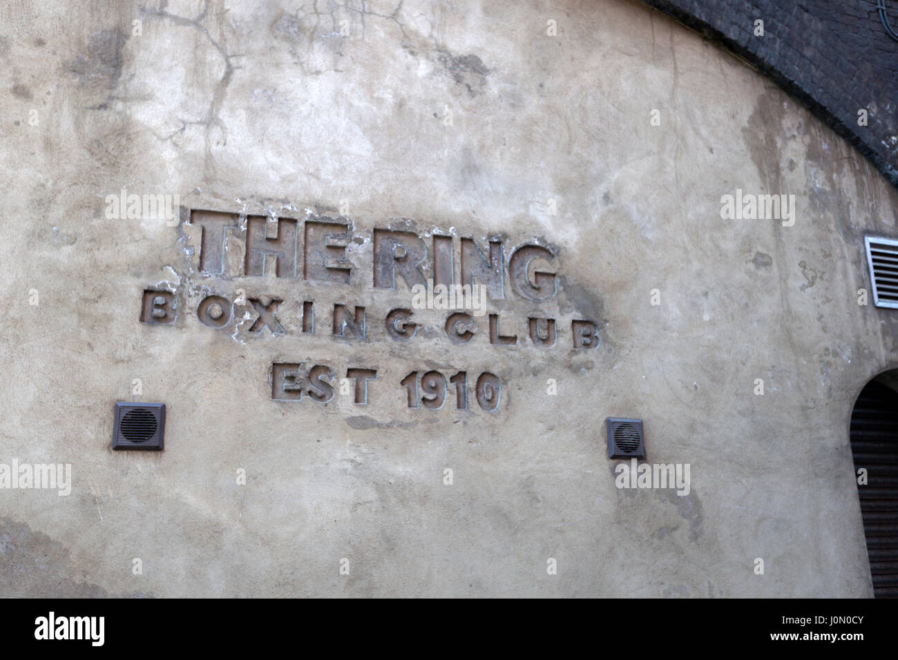 L'extérieur de l'anneau, Club de boxe Ewer Street, Southwark, London, UK. Banque D'Images
