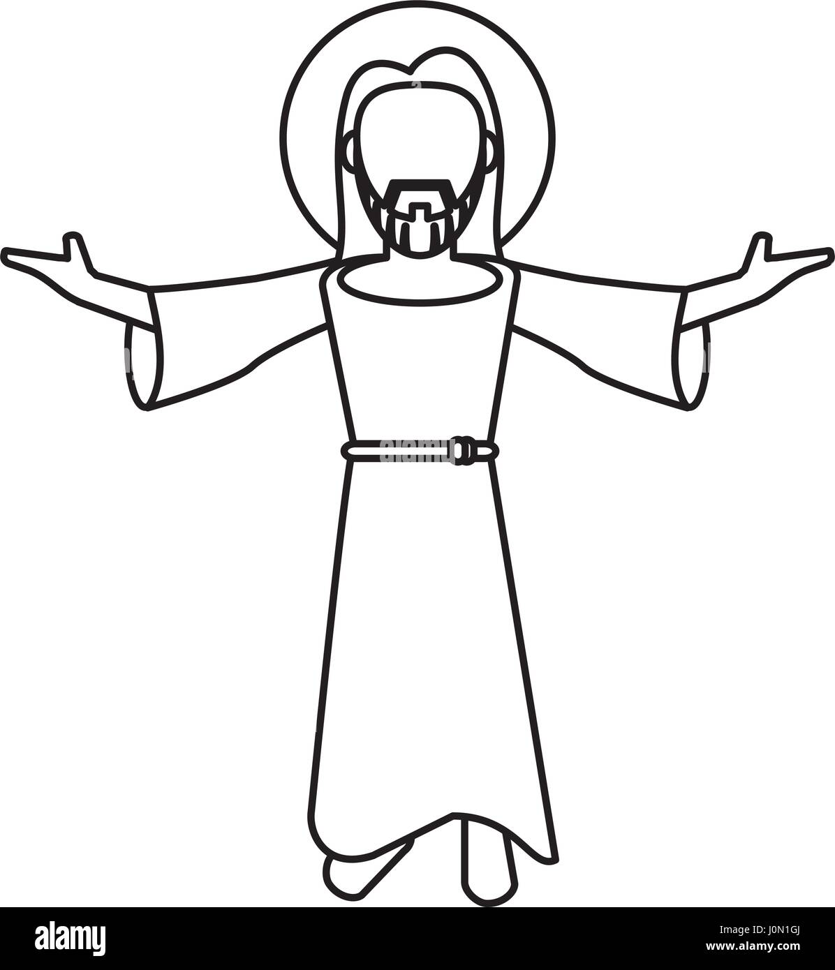 Jésus-christ foi bénie contours Illustration de Vecteur