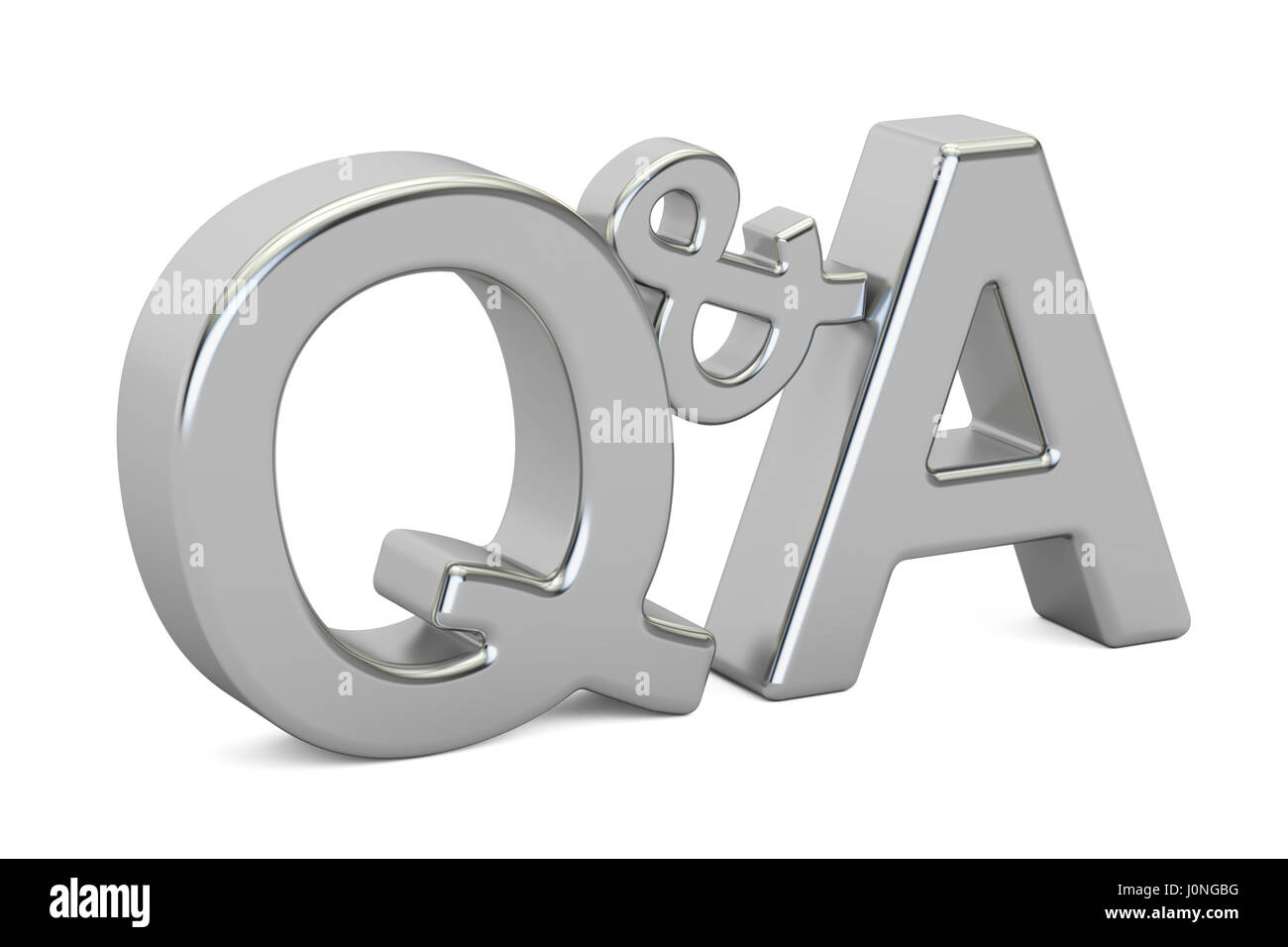 Q&A L'inscription d'argent, rendu 3D isolé sur fond blanc Banque D'Images
