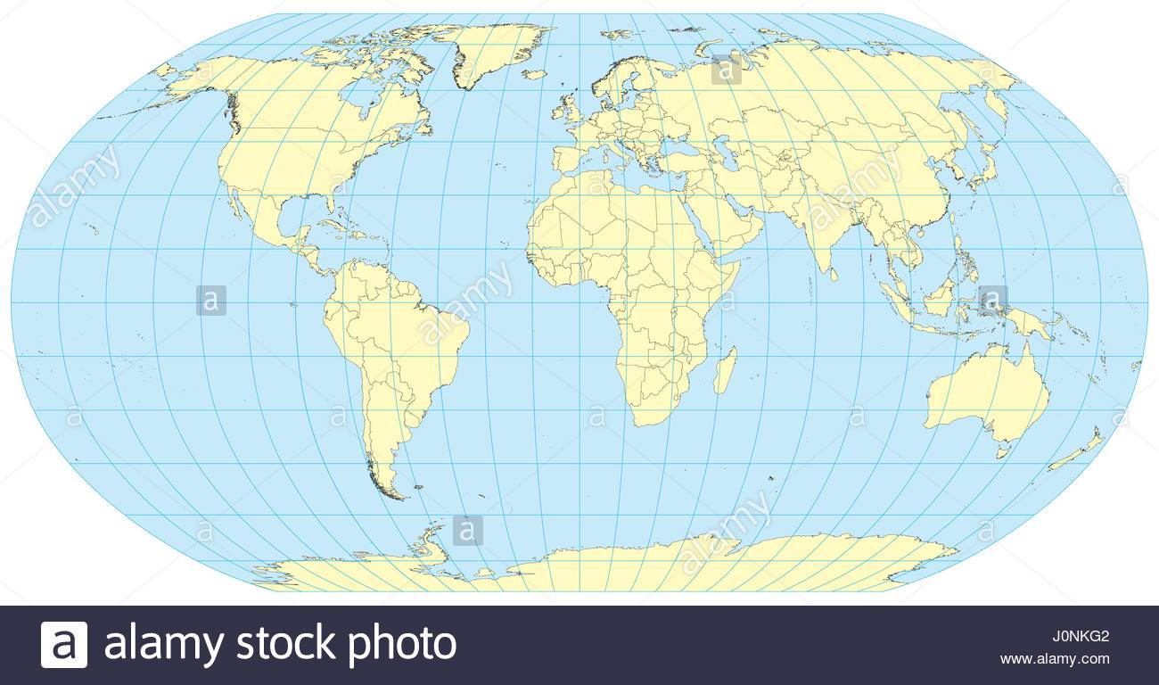 Très Grande Carte Détaillée Du Monde En Projection Robinson