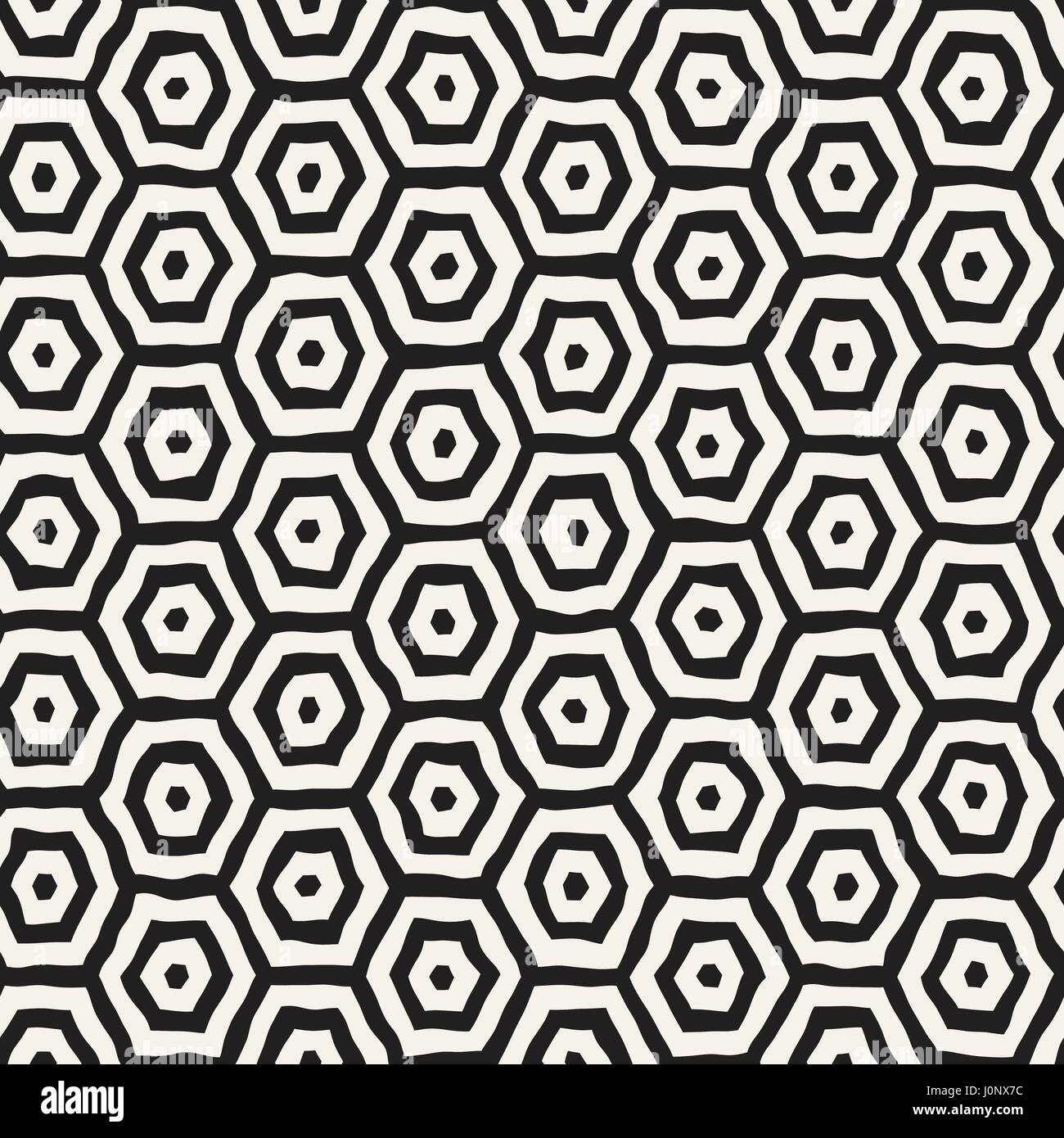Un motif en noir et blanc avec treillis hexagonal. Monochrome créatif nid d'arrière-plan. à la main Design élégant pinceau abstrait Illustration de Vecteur