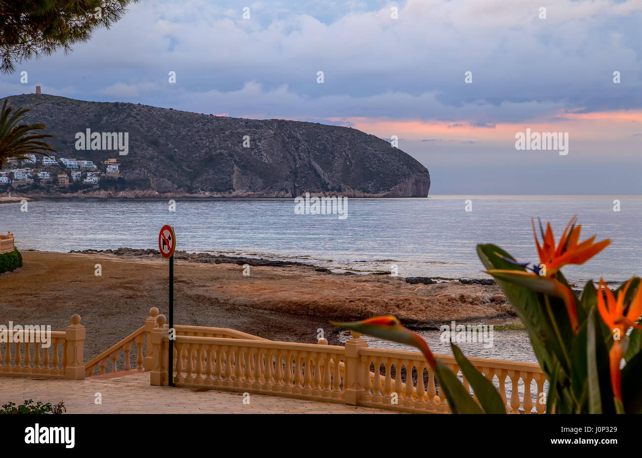 Cafe de la plage de Moraira Banque D'Images