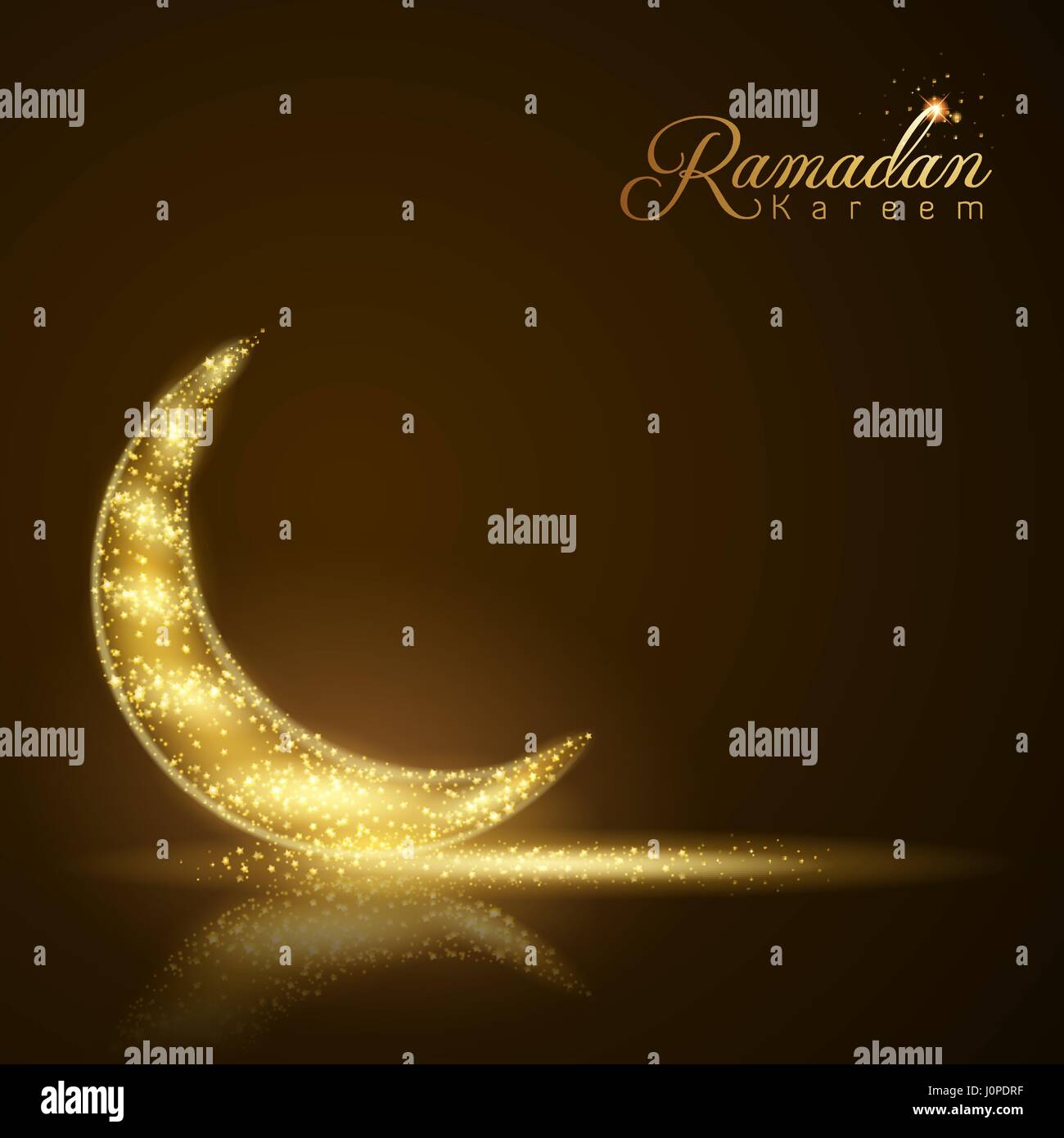 Ramadan Kareem conception islamique accueil fond glow stars et Crescent Illustration de Vecteur