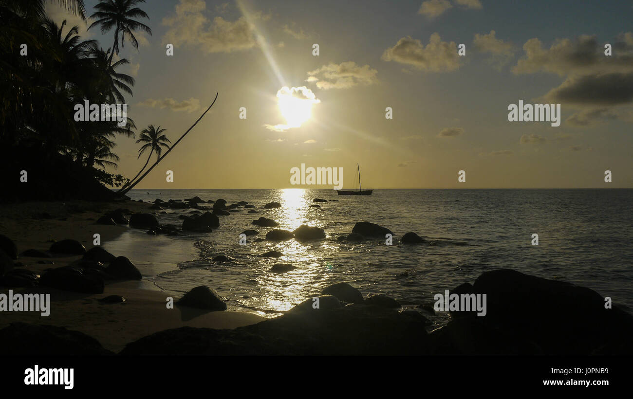 Coucher du soleil sur la plage de corn island Banque D'Images