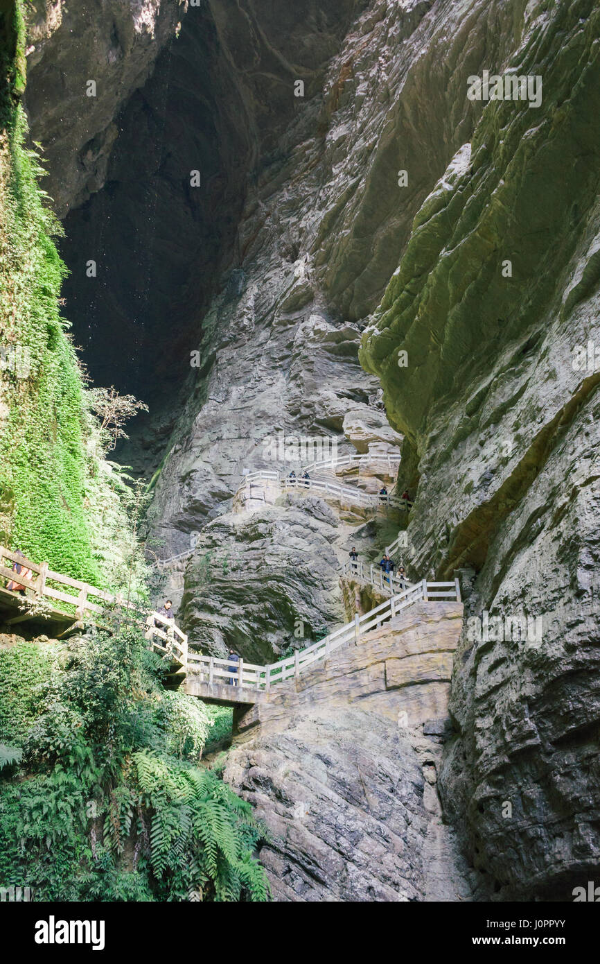 Chongqing, Chine, trois ponts naturels, Wulong ancien pont naturel Scenic Area, Wulong National Park, célèbre vallée en Chine Banque D'Images