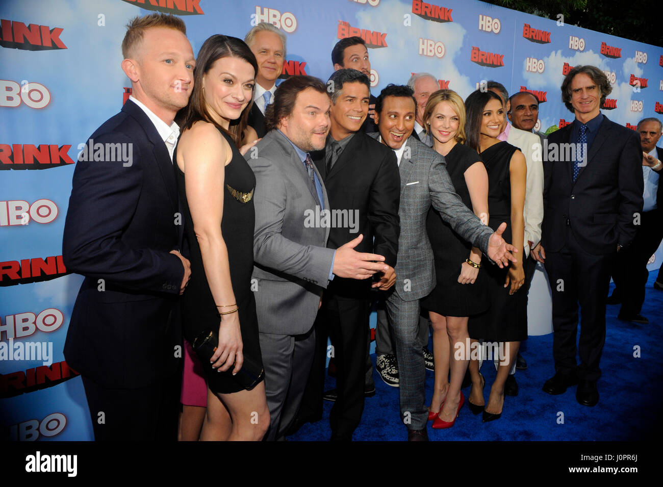 Jack Black (c) et de membres de la troupe du bord à bord le 'HBO" Los Angeles Premiere at Paramount Theatre sur les Studios Paramount sort le 8 juin 2015 à Los Angeles, Californie. Banque D'Images