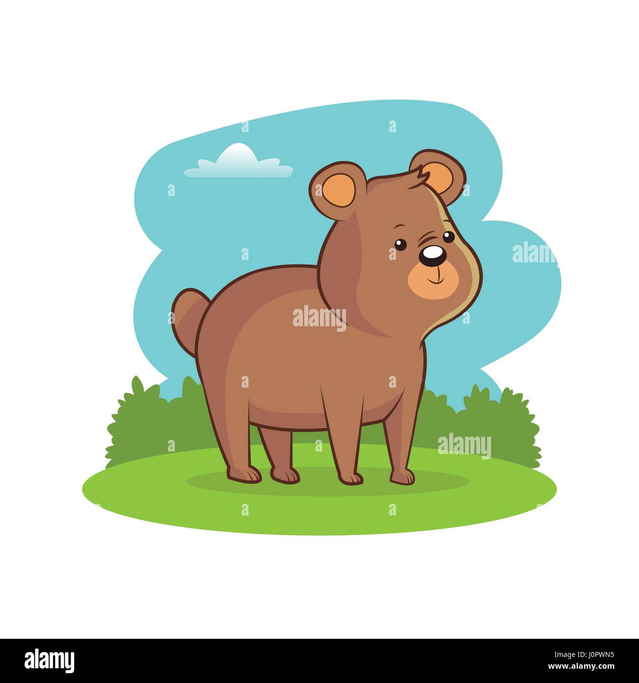 Cute Bear paysage pré libre Illustration de Vecteur