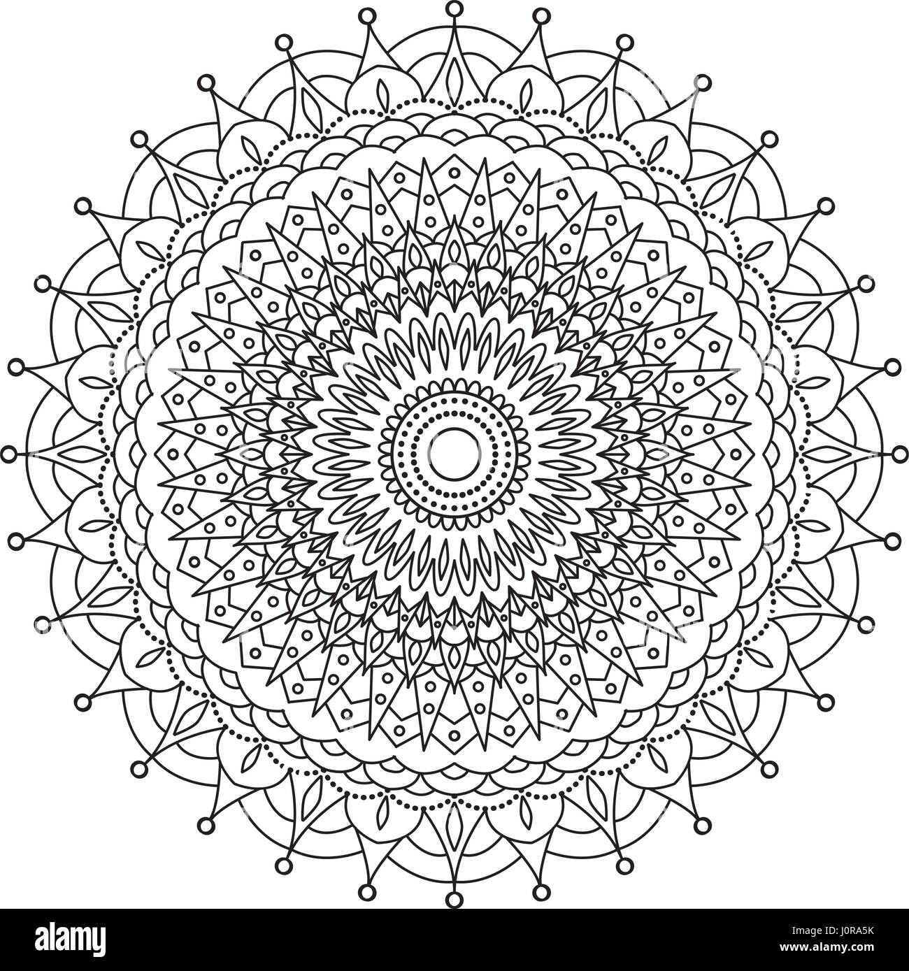 Livre de coloriage Mandala. Circle lace ornement, ornementales, mandala rond noir et blanc. Vecteur de coloriage Illustration de Vecteur
