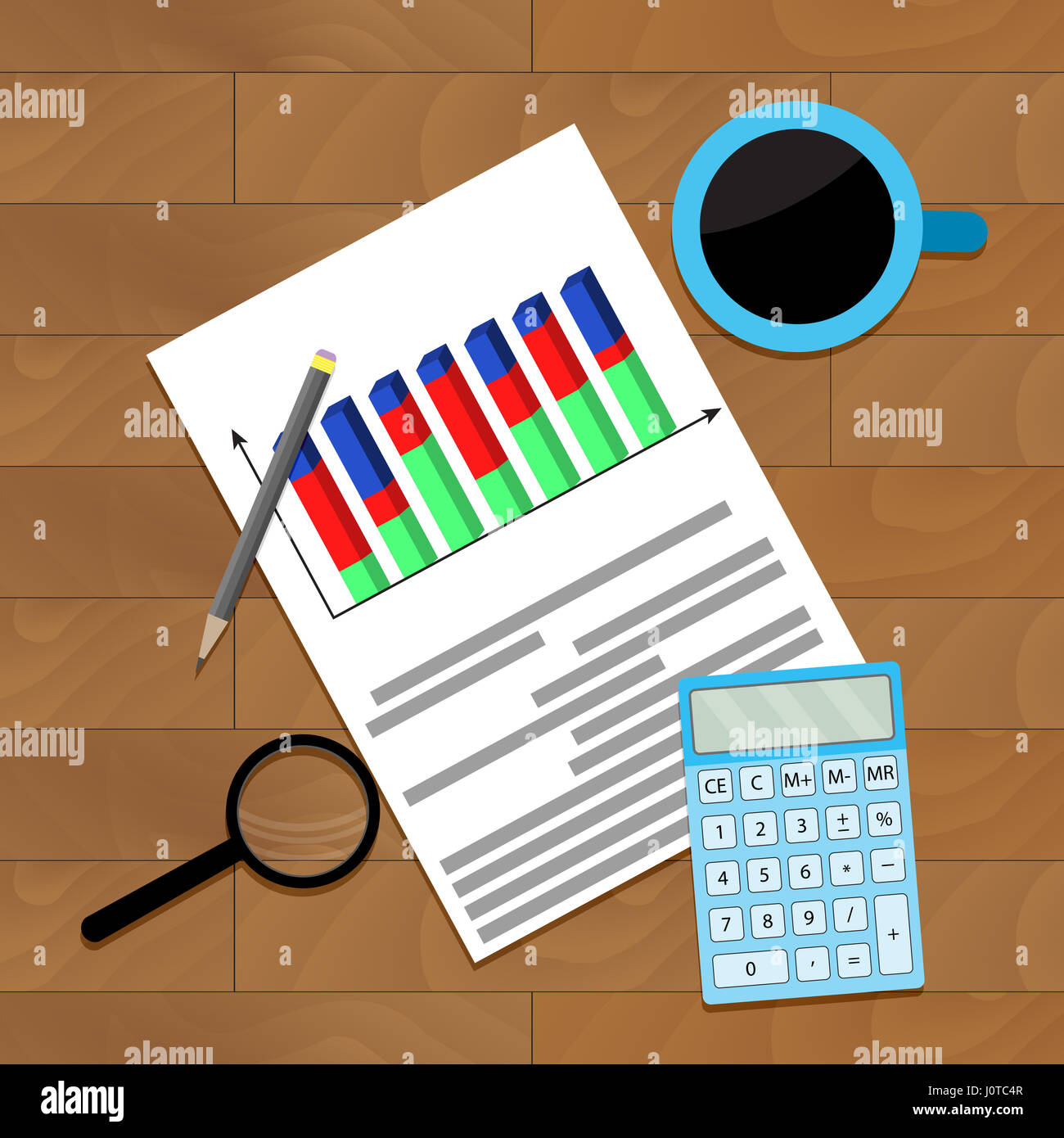Des données économiques, statistiques rapport vecteur illustration infographique revenu bureau Banque D'Images