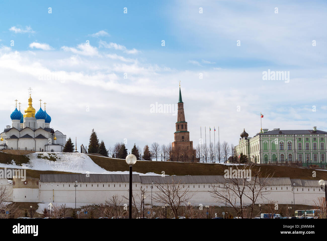 Vue sur le Kremlin de la part des agriculteurs du parc. Kazan, Russie Banque D'Images