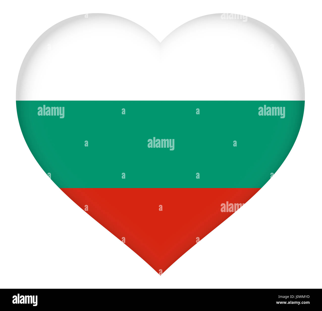 Illustration du drapeau de la Bulgarie en forme de coeur Banque D'Images