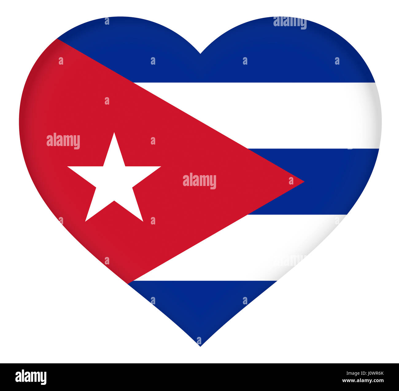 Illustration du drapeau de Cuba en forme de coeur Banque D'Images