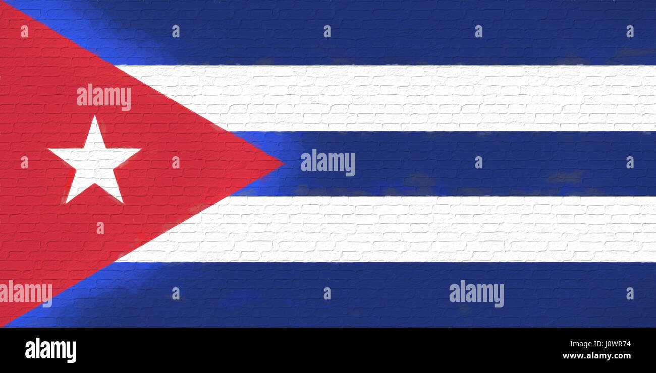 Illustration du drapeau de Cuba à la recherche comme il est peint sur un mur Banque D'Images