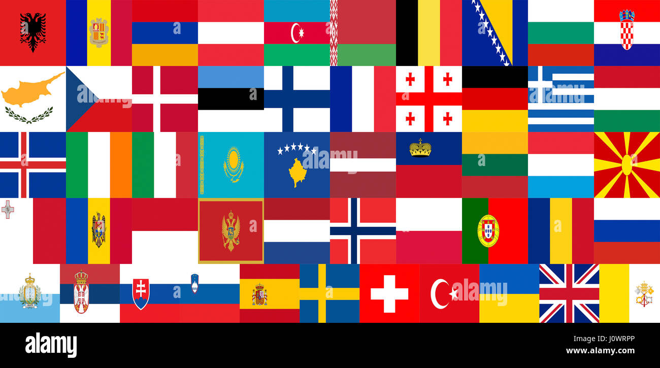 Illustration de tous les drapeaux des pays européens Banque D'Images