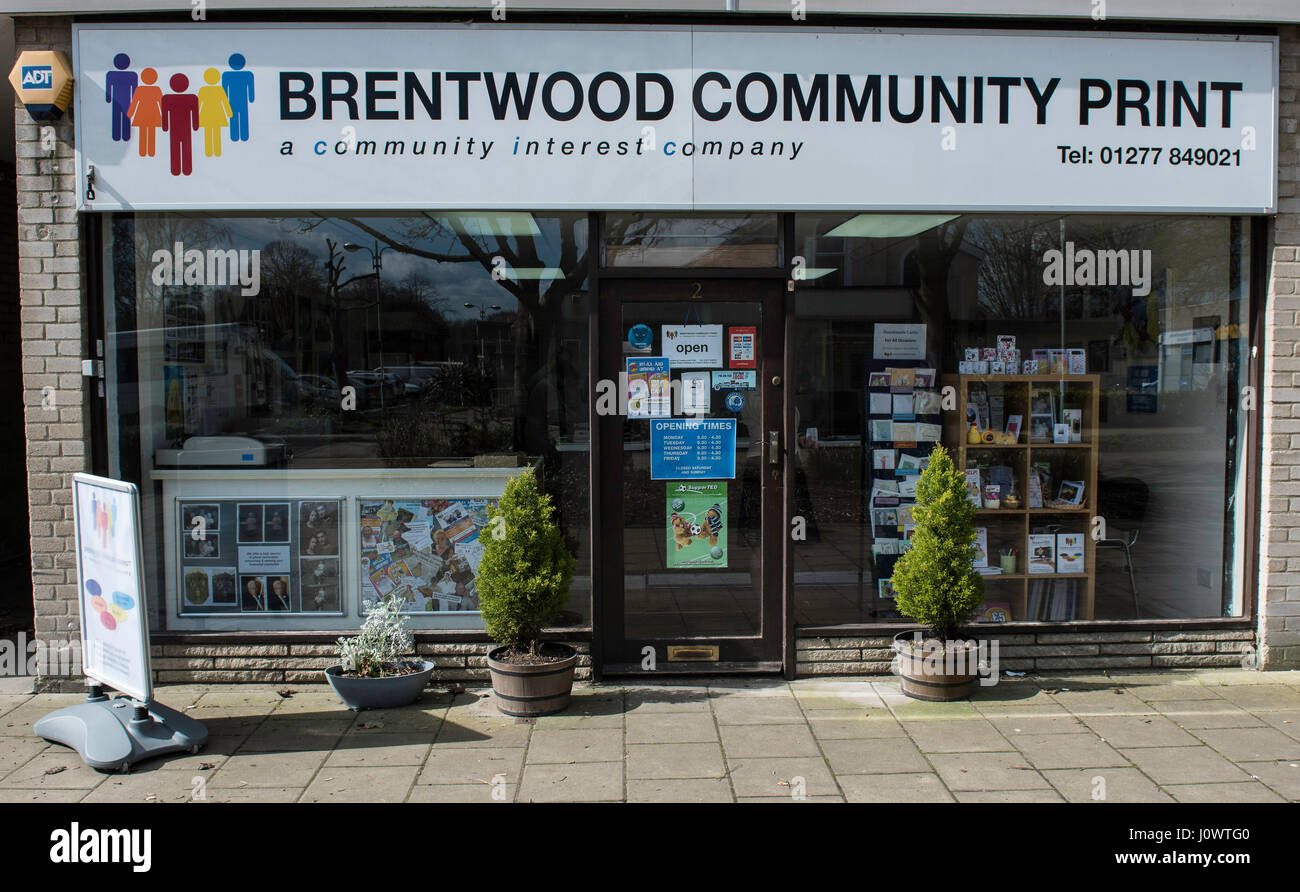 Le Brentwood Communauté Imprimer shop qui emploie des personnes qui se rétablissent d'une maladie mentale, à Brentwood, Essex Banque D'Images