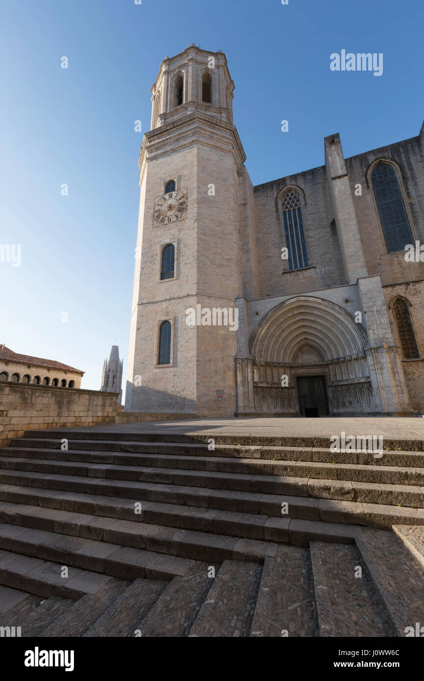 Cathédrale de Saint Mary de Gérone / Cathédrale de Santa Maria de Gérone, l'église cathédrale du diocèse catholique romain de Gérone, Catalogne, Espagne. Banque D'Images