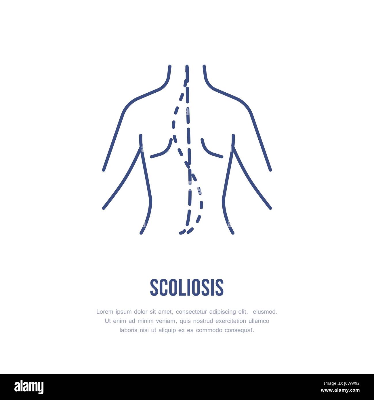 La scoliose, correction de la posture, l'icône ligne orthopédique logo. Signe de l'hôpital médical de télévision Illustration de Vecteur