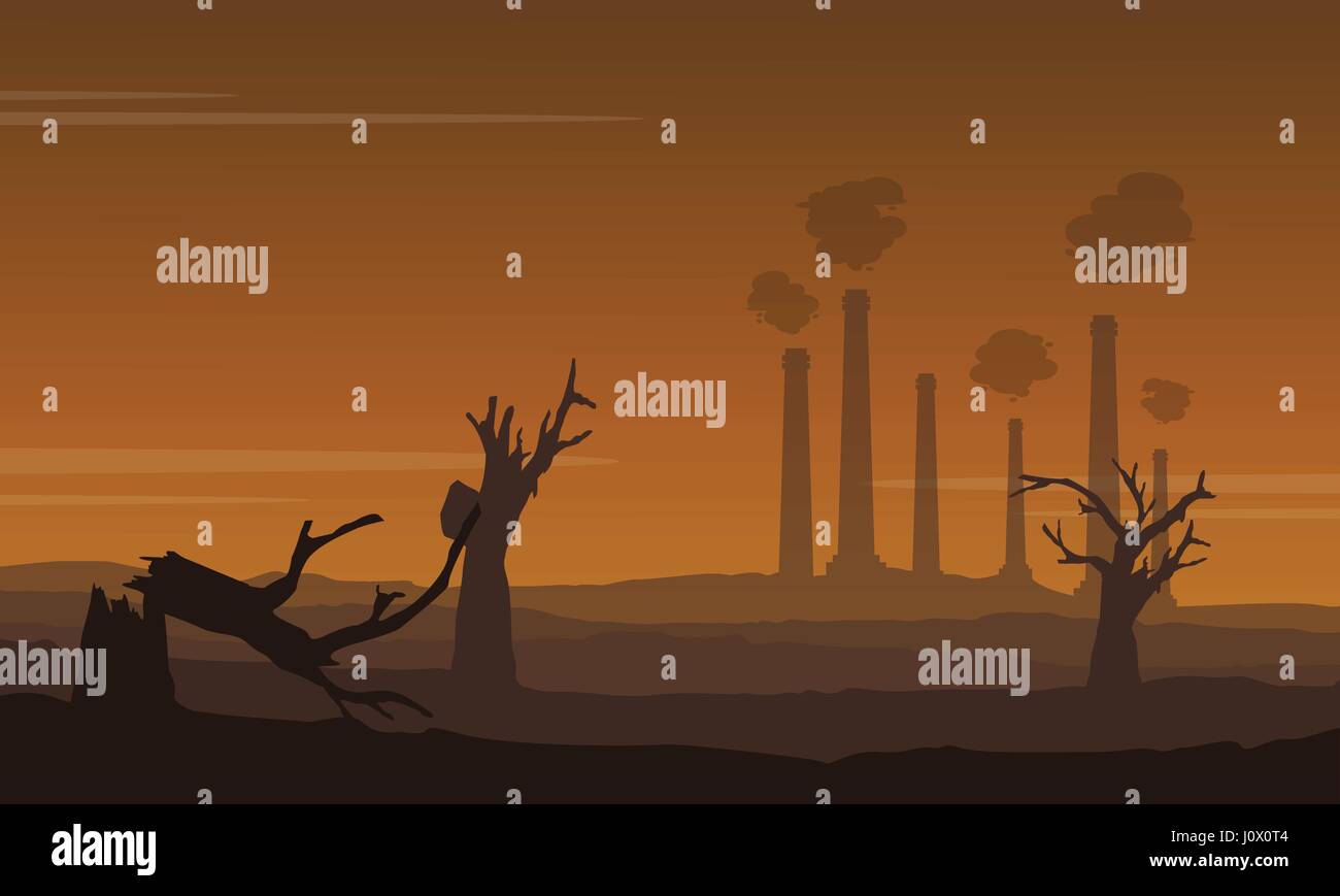 Des forêts endommagées avec beaucoup d'industrie construction Illustration de Vecteur