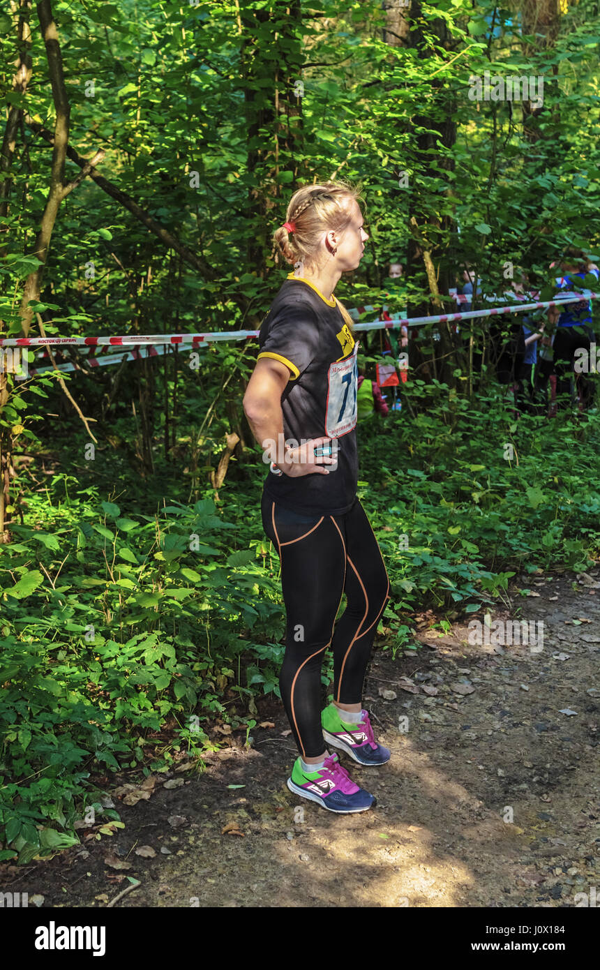 XXXV compétitions sur le sport d'orientation, consacrée à la mémoire de P. M. Masherov - 10-11.09,2016, Vitebsk. Deuxième jour. Banque D'Images