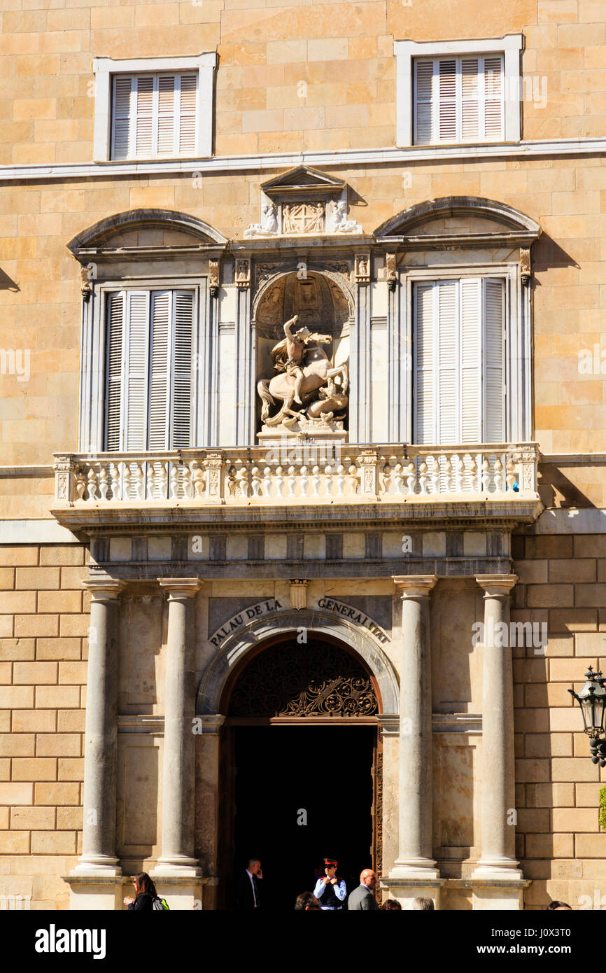 Palau de la Generalitat de Barcelone, les bureaux présidentiels dans le quartier gothique de Barcelone, Catalogne, Espagne. DeSant Placa Jaume Banque D'Images