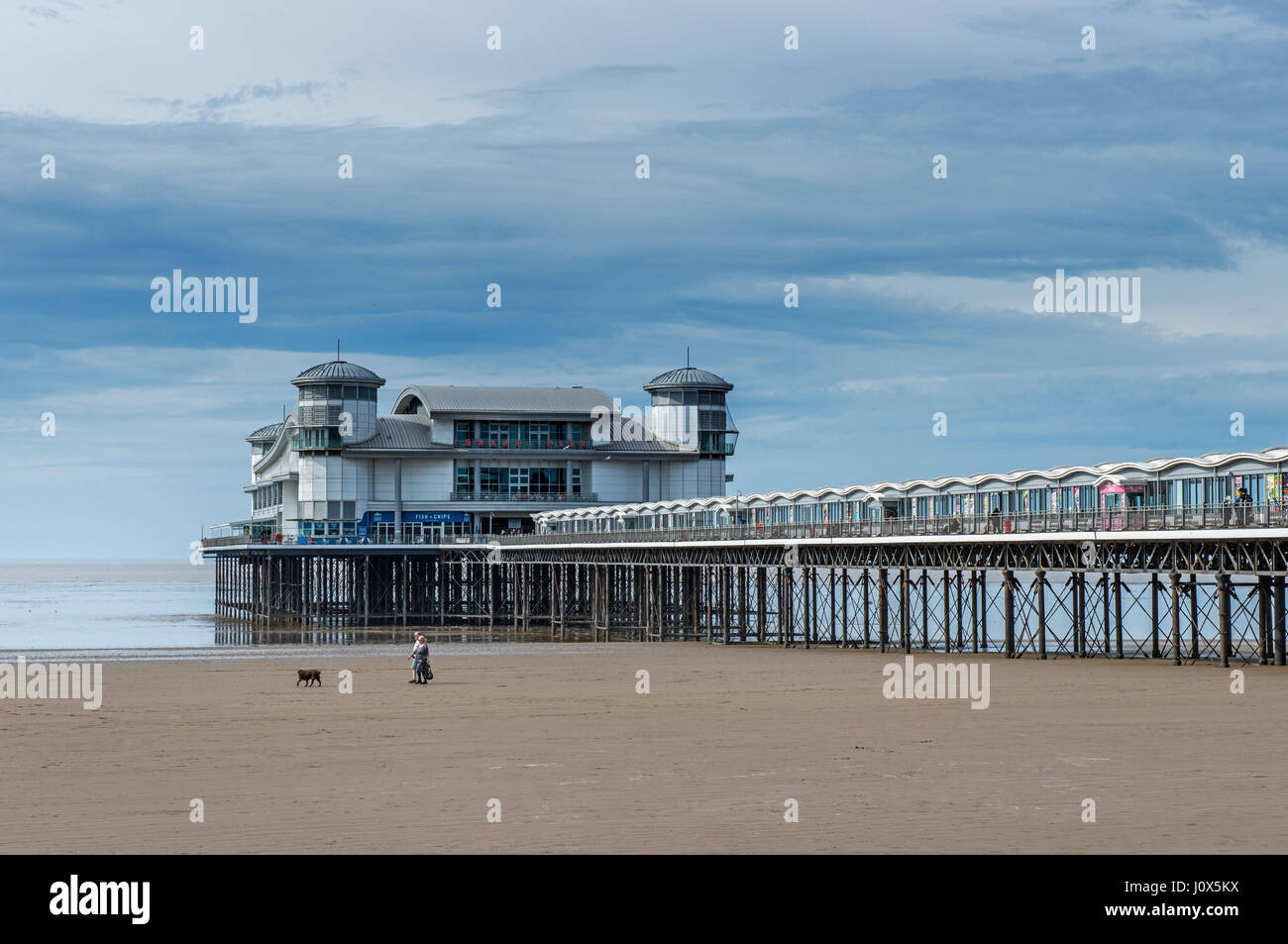 La grande jetée sur le front de mer à Weston Super Mare, Somerset West de l'Angleterre Banque D'Images