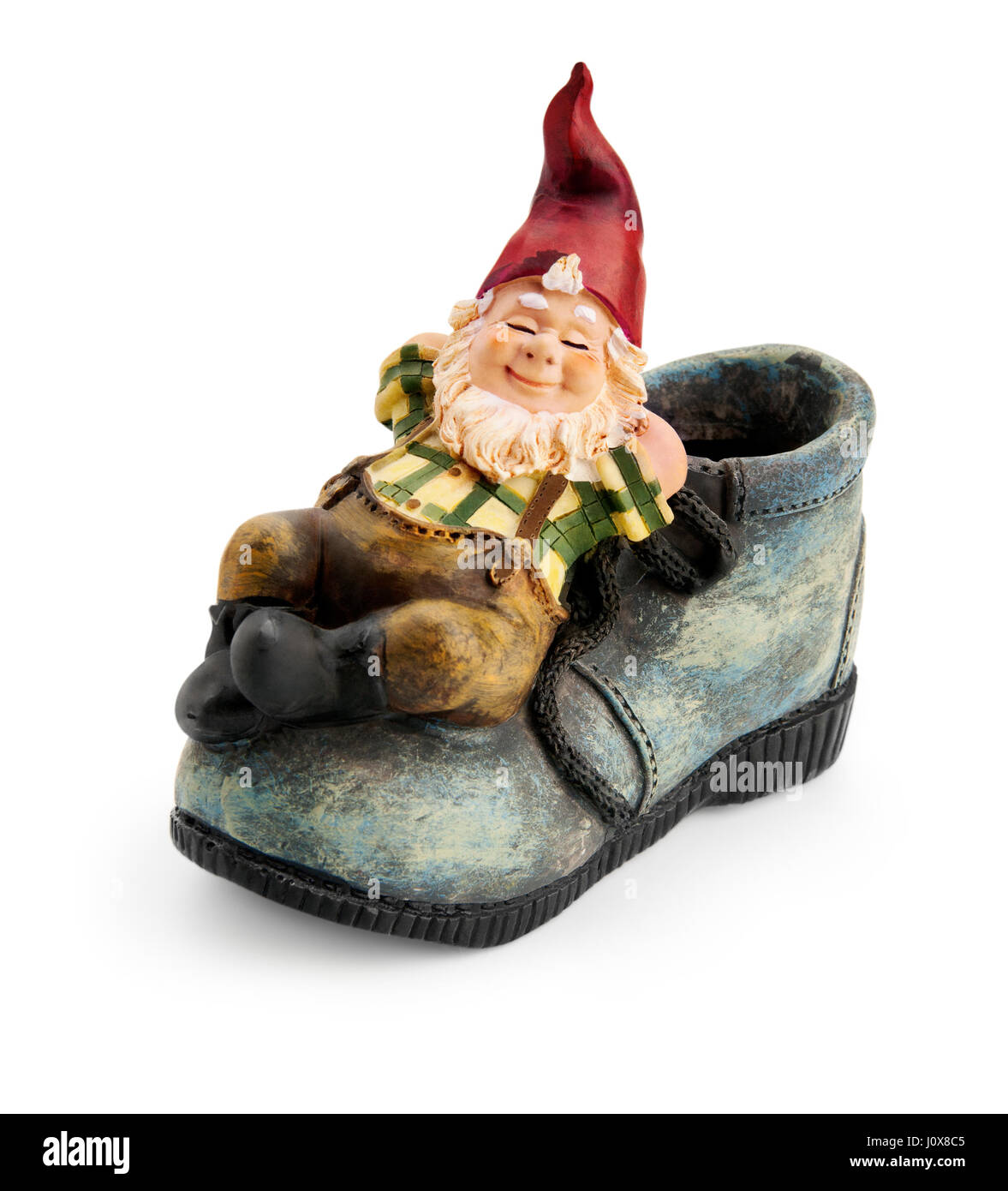 Assis sur un gnome isolés d'amorçage avec clipping path Banque D'Images