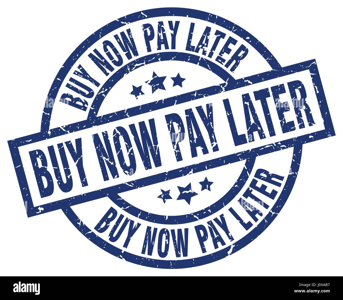 Achetez maintenant, payez plus tard ronde bleu grunge stamp Illustration de Vecteur