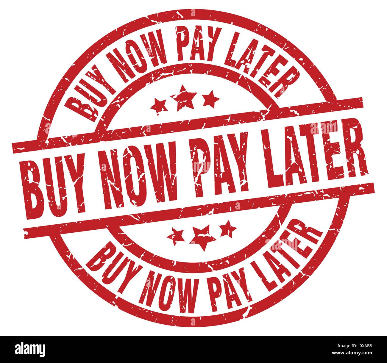 Achetez maintenant, payez plus tard rouge ronde grunge stamp Illustration de Vecteur