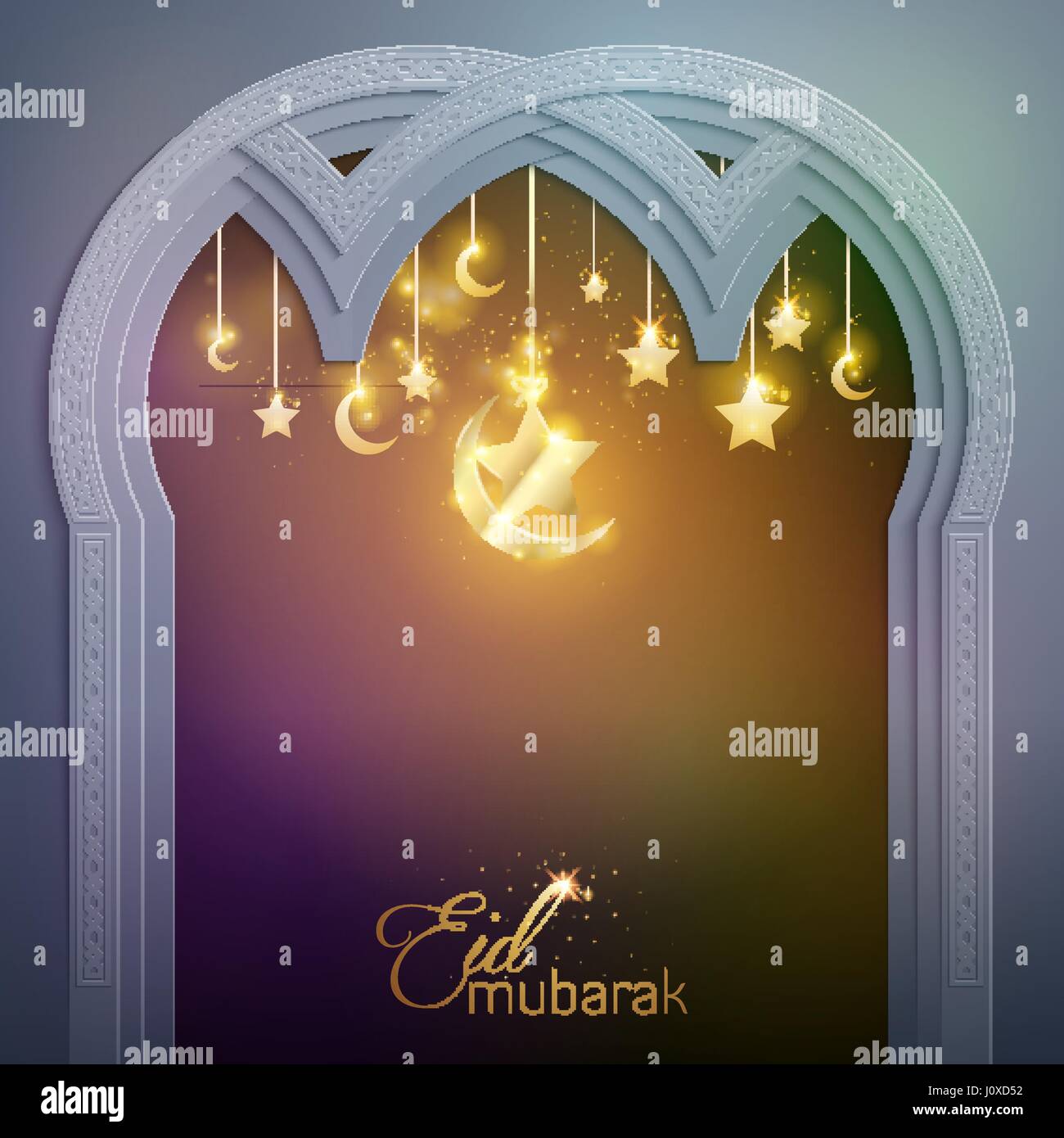 La conception islamique modèle de carte de vœux Eid Mubarak Illustration de Vecteur