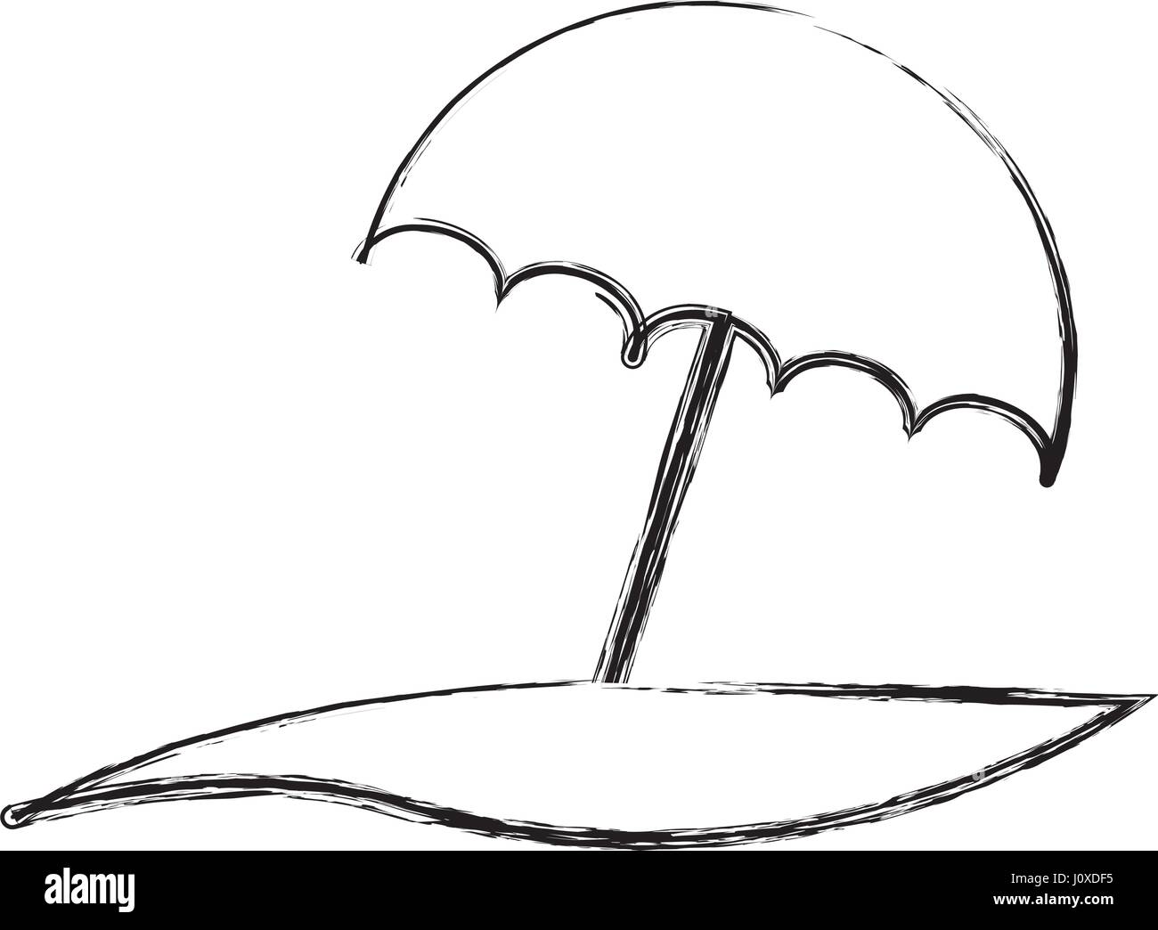 Silhouette floue avec l'icône parapluie de plage Illustration de Vecteur