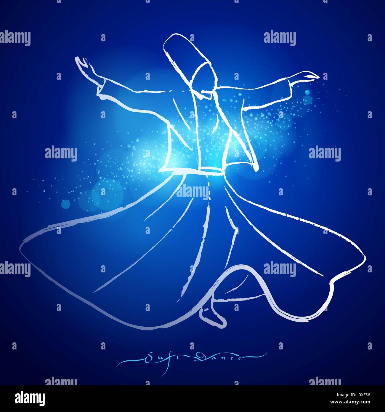 La danse soufi derviche tourneur sketch ligne d'encre Illustration de Vecteur