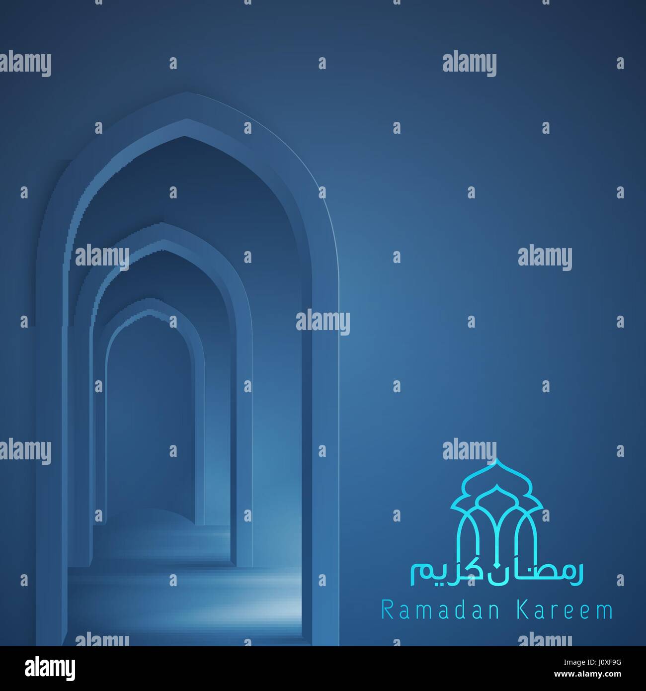 L'intérieur de la mosquée historique de la conception islamique Ramadan kareem Illustration de Vecteur