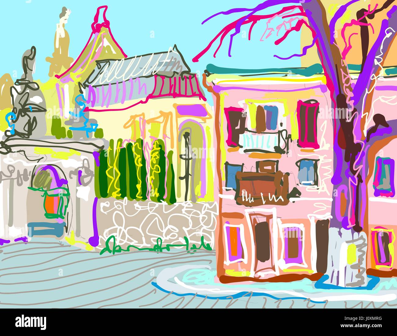 Peinture numérique de ville Kamenetz-Podolsky Illustration de Vecteur