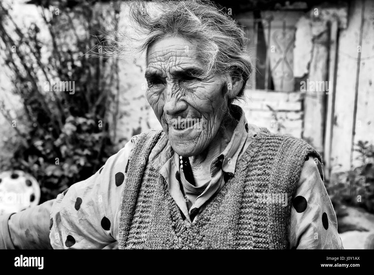Portrait d'une vieille femme à Salta, Argentine Banque D'Images
