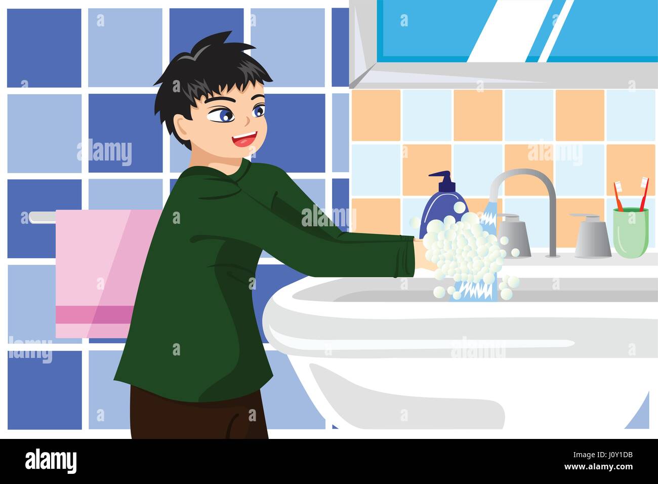 Laver les mains enfant dessin Banque d'images vectorielles - Alamy