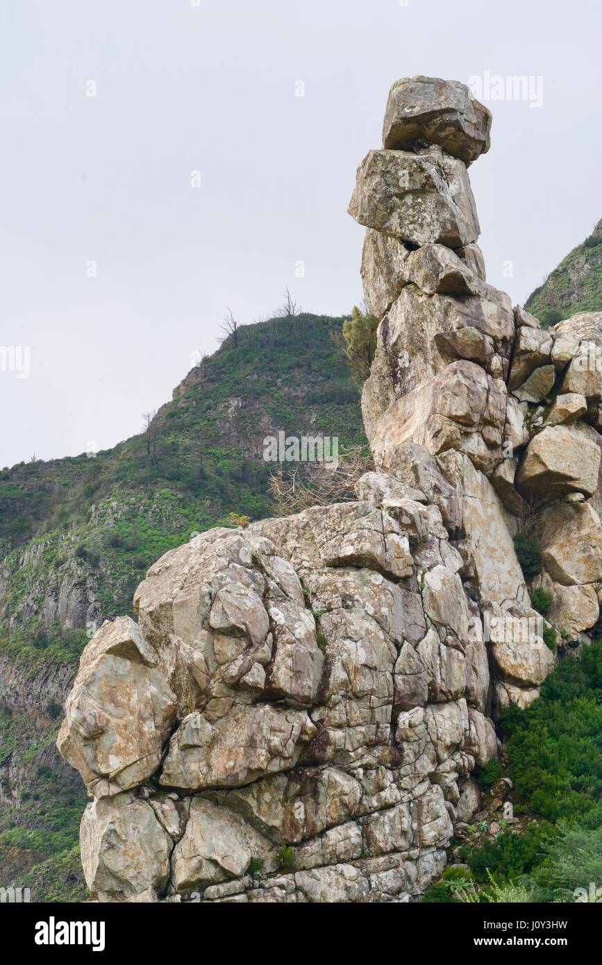 Rock formation de La Gomera, à l'image d'un cavalier Banque D'Images