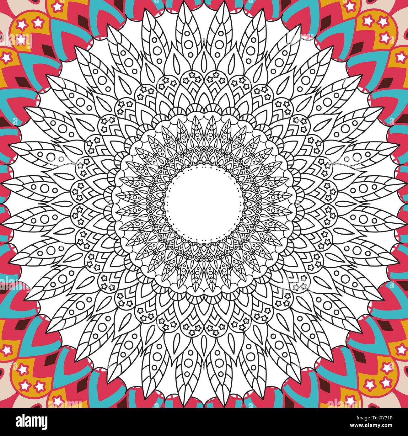 Livre de coloriage à imprimer la page pour les adultes - mandala design, activité pour les enfants plus âgés et les adultes se détendre. vecteur de l'Islam, Arabe, Indienne, motifs ottomans. Illustration de Vecteur