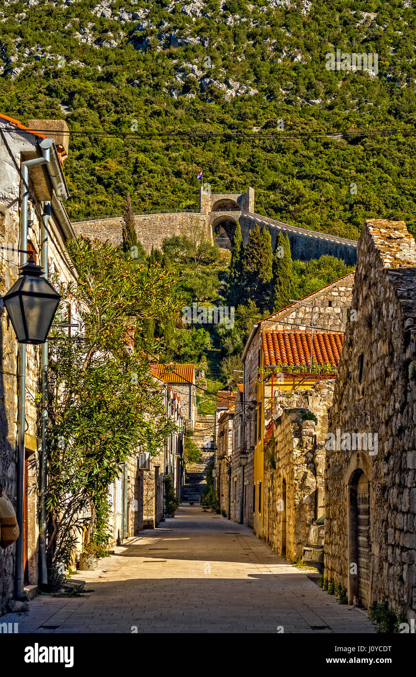 La Croatie Dalmatie Ston Mali Ston ( ) le village et les grands murs Banque D'Images