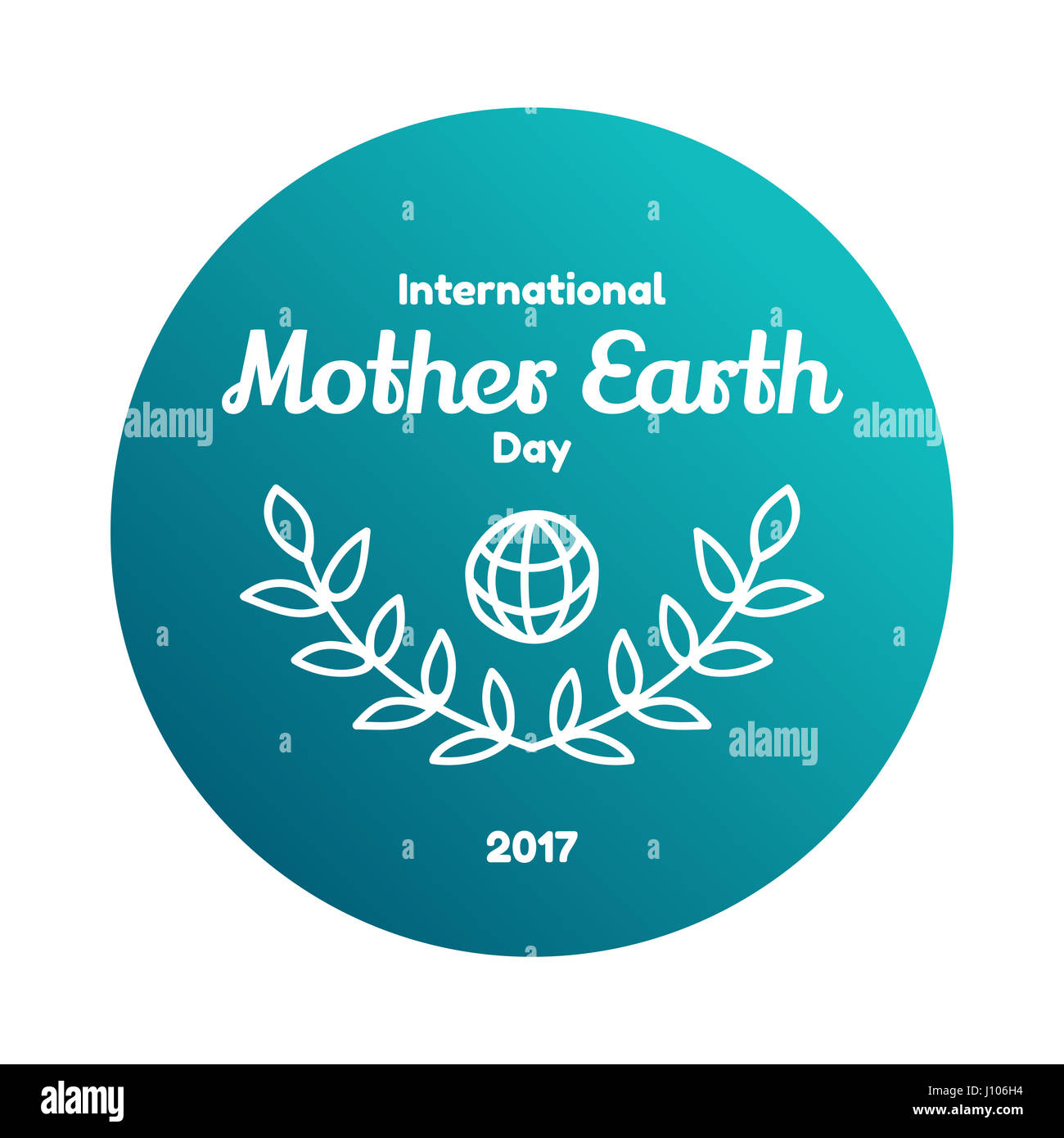 La Journée internationale de la Terre nourricière. Le 22 avril 2017. L'événement thème de l'environnement et du climat est l'alphabétisation. Le globe et deux branches d'olivier, symbole de la Banque D'Images