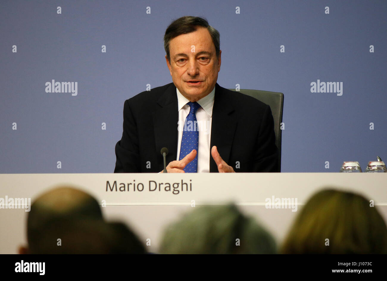 Mario Draghi - Pressekonferenze der EZB/BCE, 9. Maerz 2017, Frankfurt am Main. Banque D'Images
