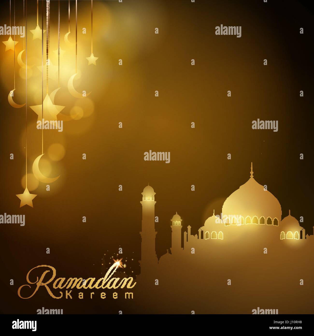 Ramadan Kareem conception islamique de la mosquée de fond silhouette bougie star et Crescent Illustration de Vecteur
