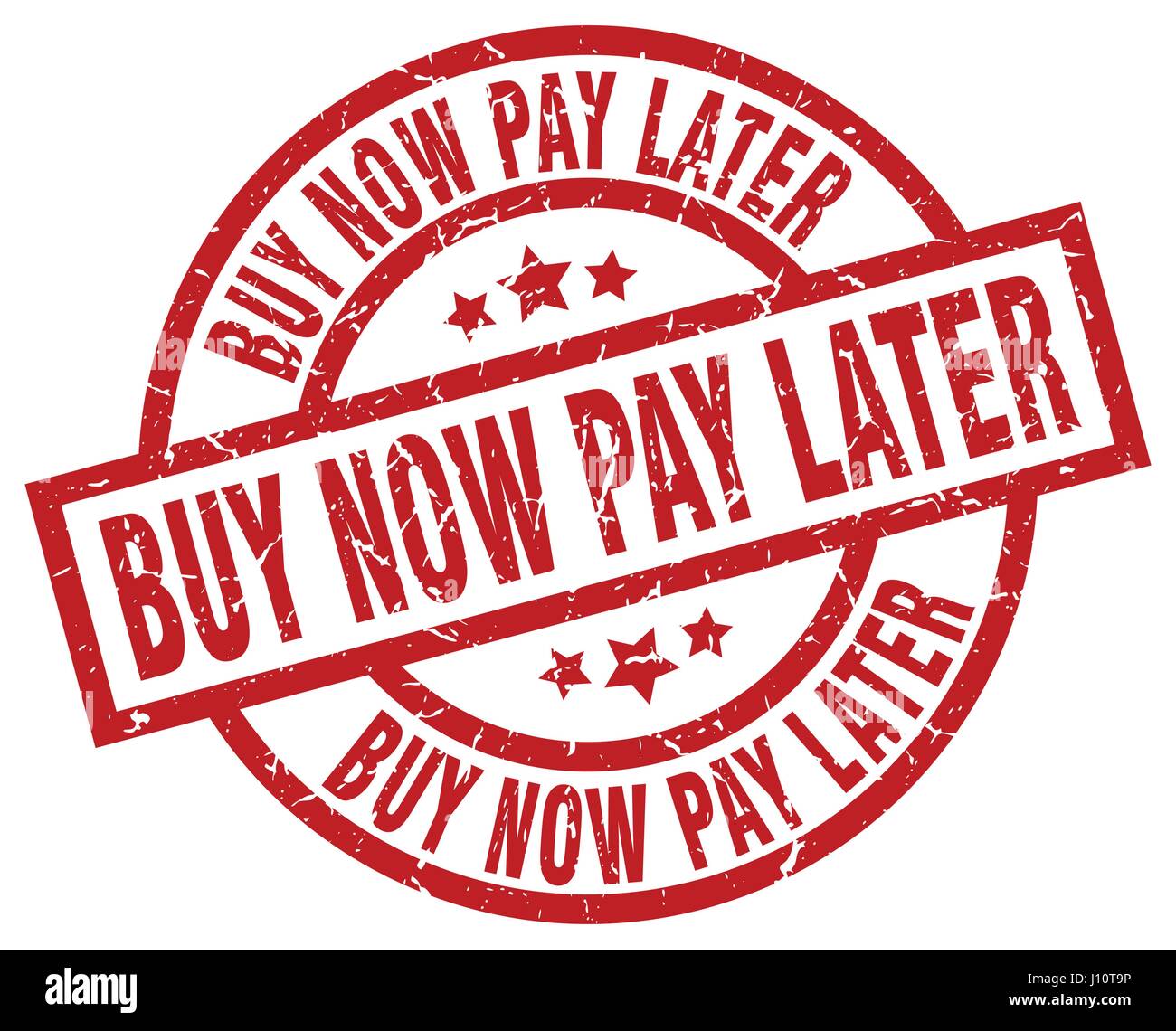 Achetez maintenant, payez plus tard rouge ronde grunge stamp Illustration de Vecteur