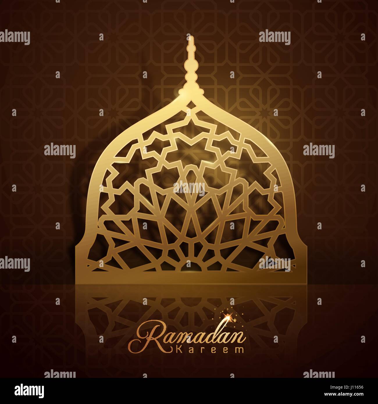La mosquée bleue avec motif design islamique arabe pour le Ramadan Kareem carte de souhaits bannière Illustration de Vecteur